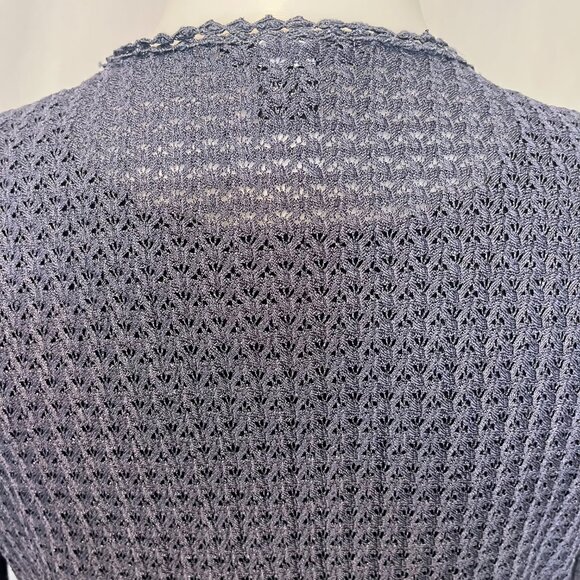 Vtg Only Hearts NYC Holt Renfrew Blue Cardigan Open Front Button Patterned | - Picture 8 of 10